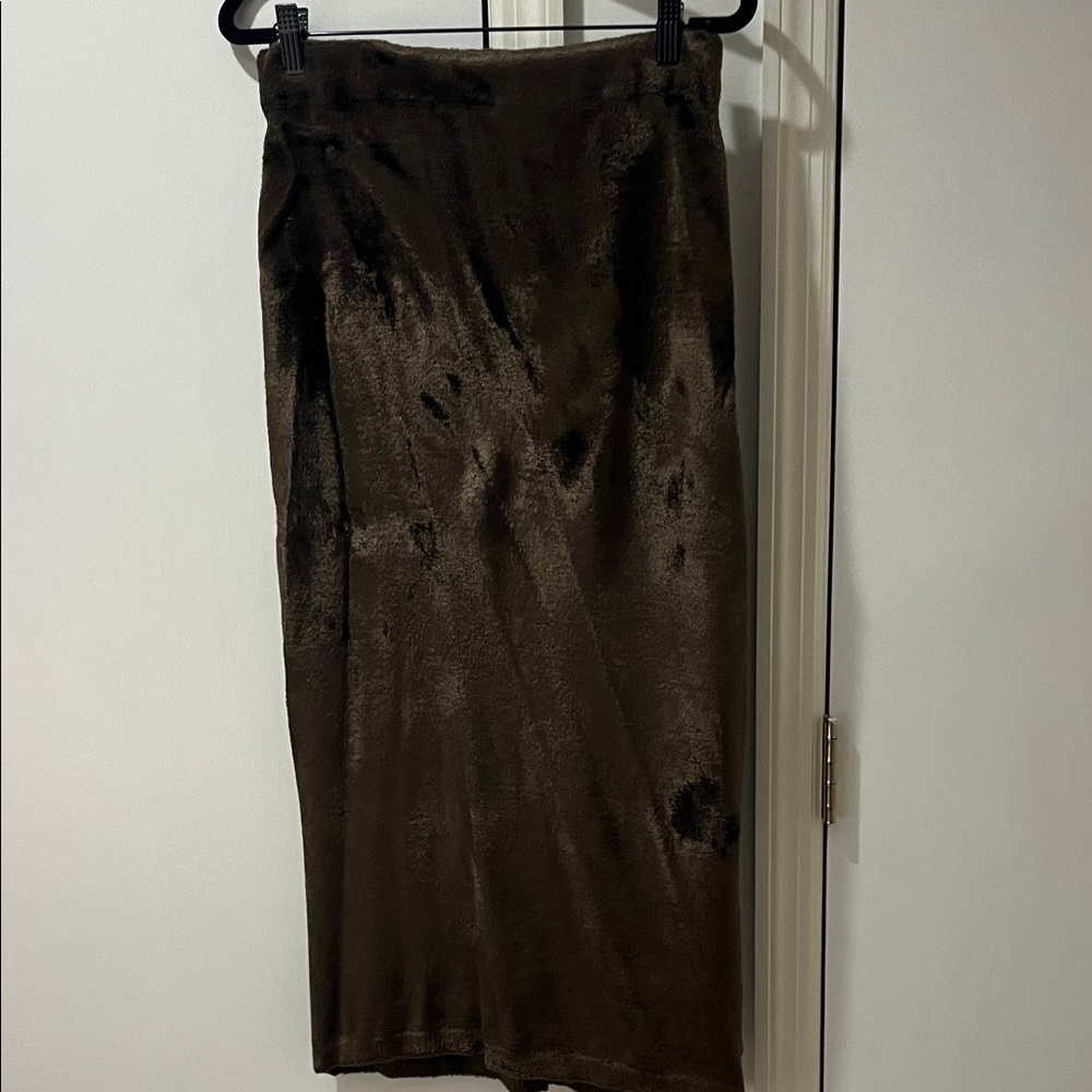 VINCE Elegant Brown Velvet fur Skirt